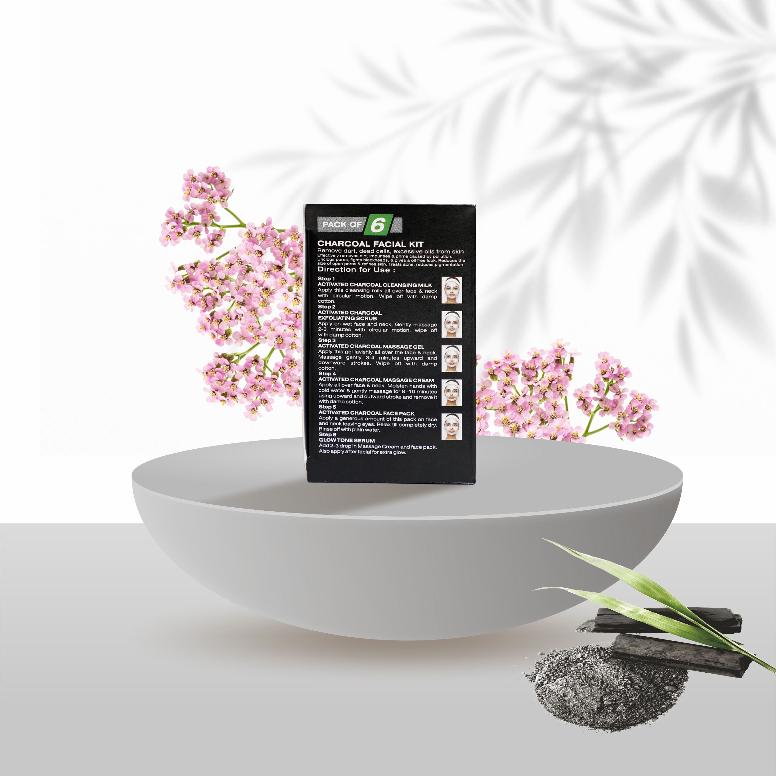 Charcoal detox facial kit packaging – Louis Herbals skincare kit for balanced and clearer complexion