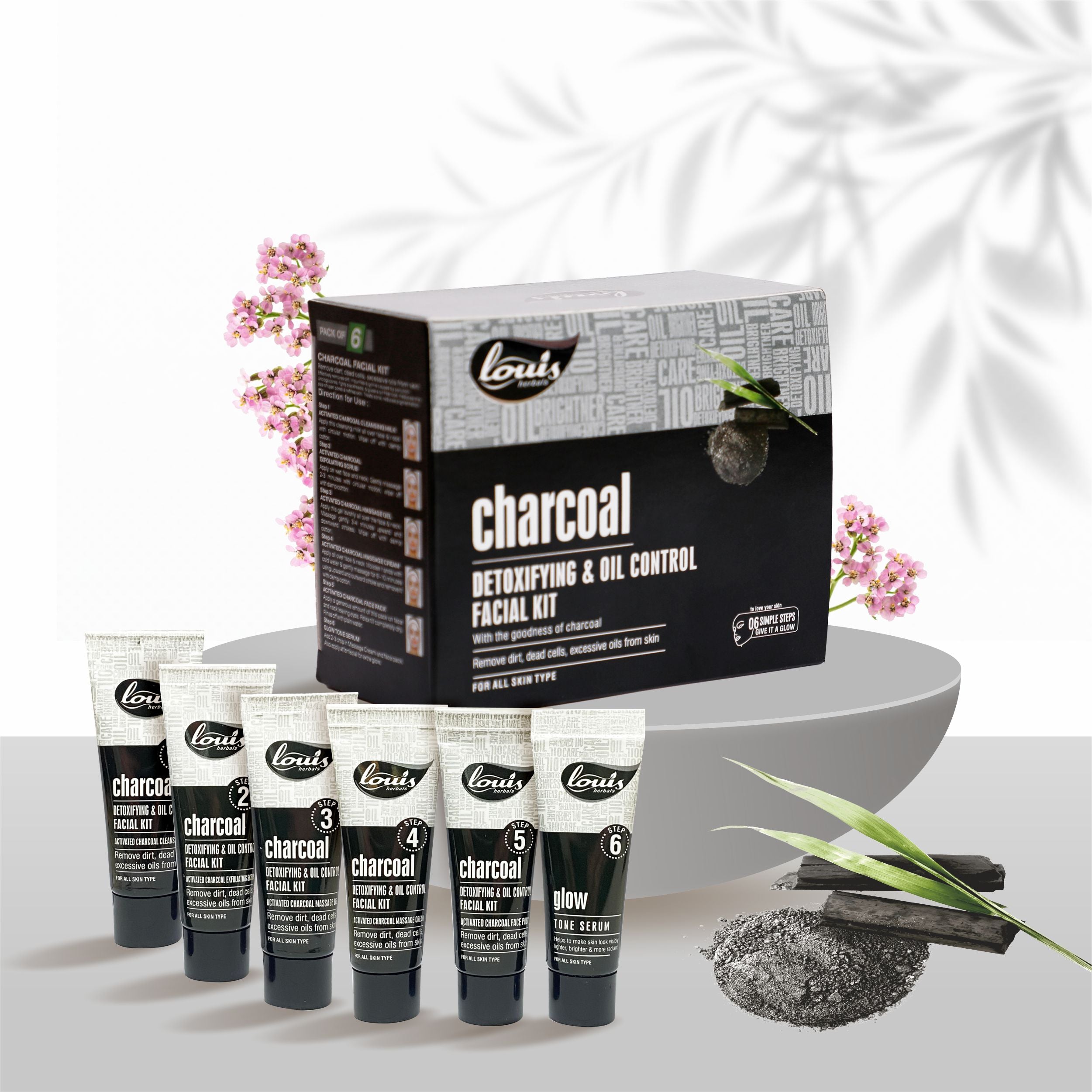 Louis Herbals Charcoal Detoxifying Oil Control Facial Kit – activated charcoal deep cleanse for acne and oil reduction