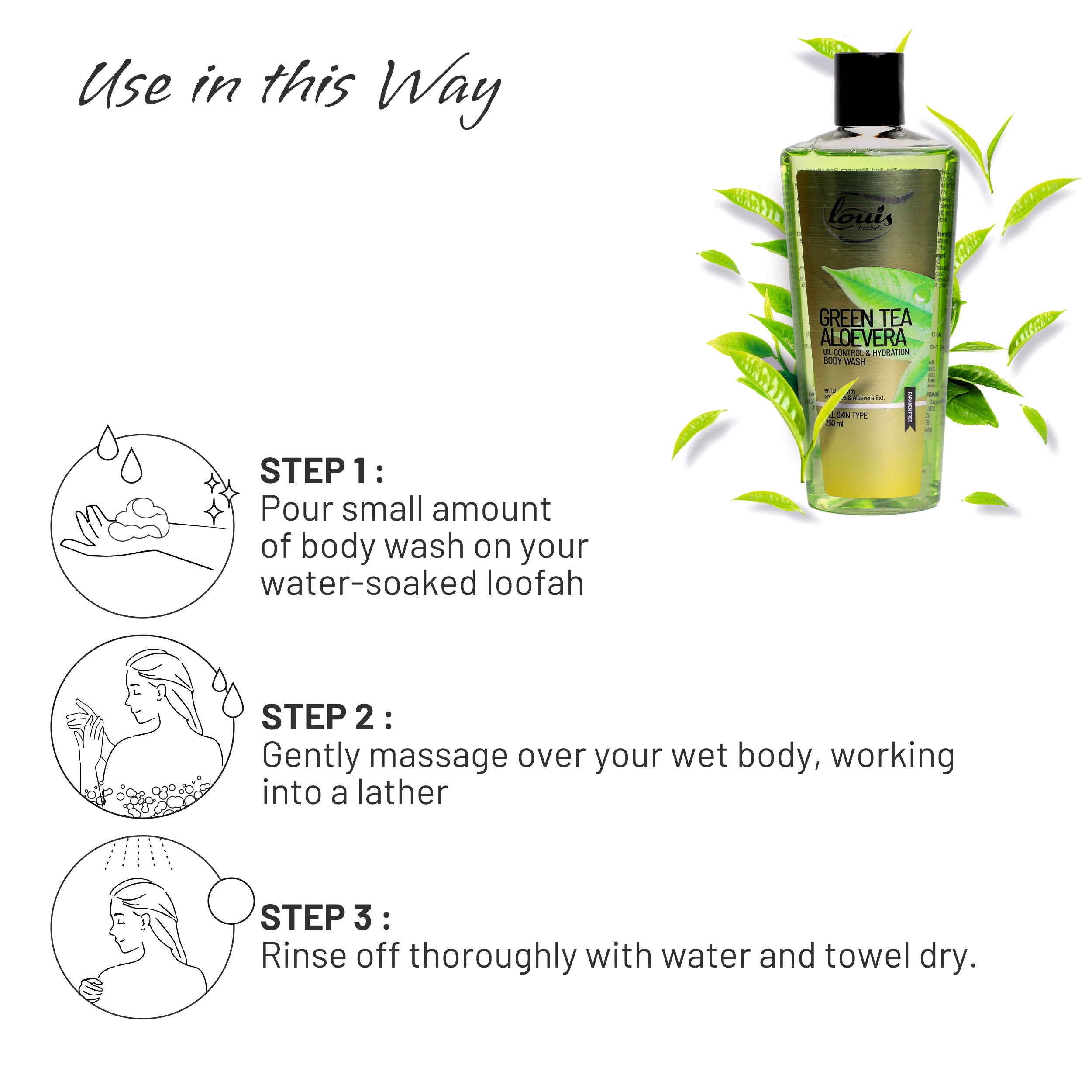 Green Tea Aloe Vera body wash for deep cleansing, oil control, and hydration – Louis Herbals skincare