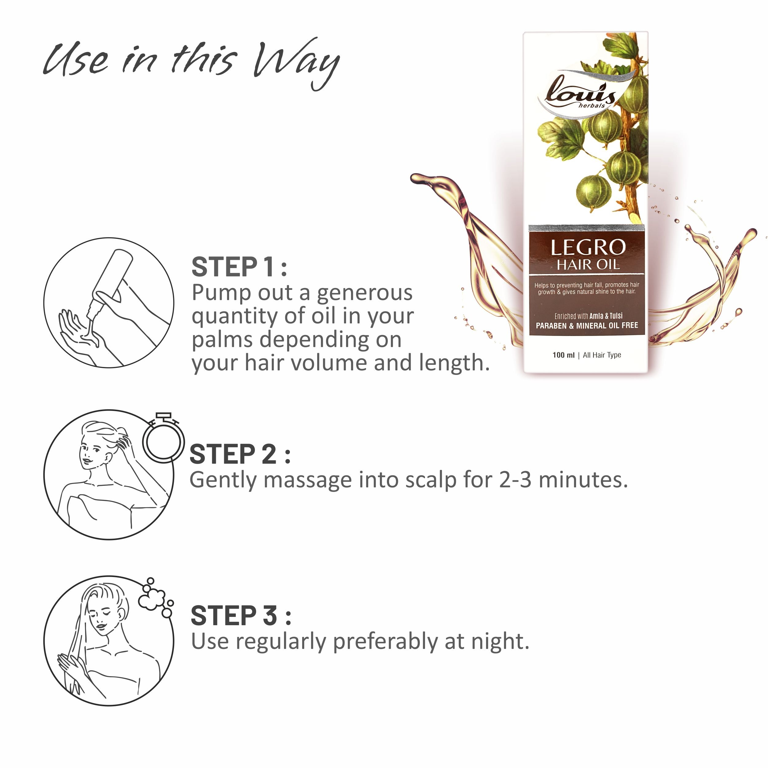 Instructions for using Legro Hair Oil - Louis Herbals