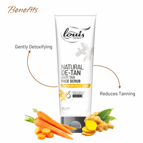 Louis Herbals Natural De-Tan Anti Tan Face Scrub For Removing Tan & Clearer Skin