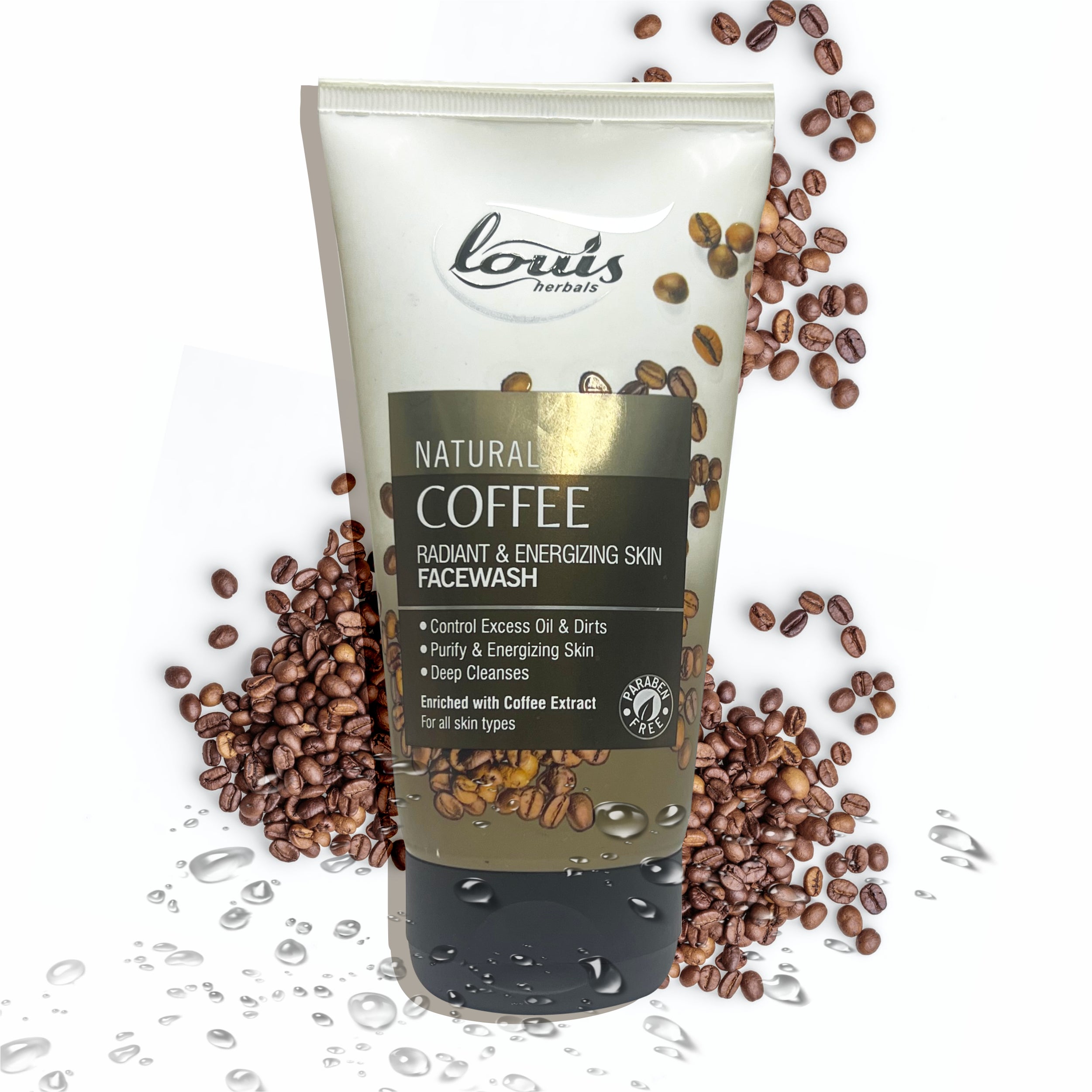 Louis Herbals Natural Coffee Radiant & Energizing Face Wash with coffee seed oil and mulberry extract for deep cleansing and tan removal