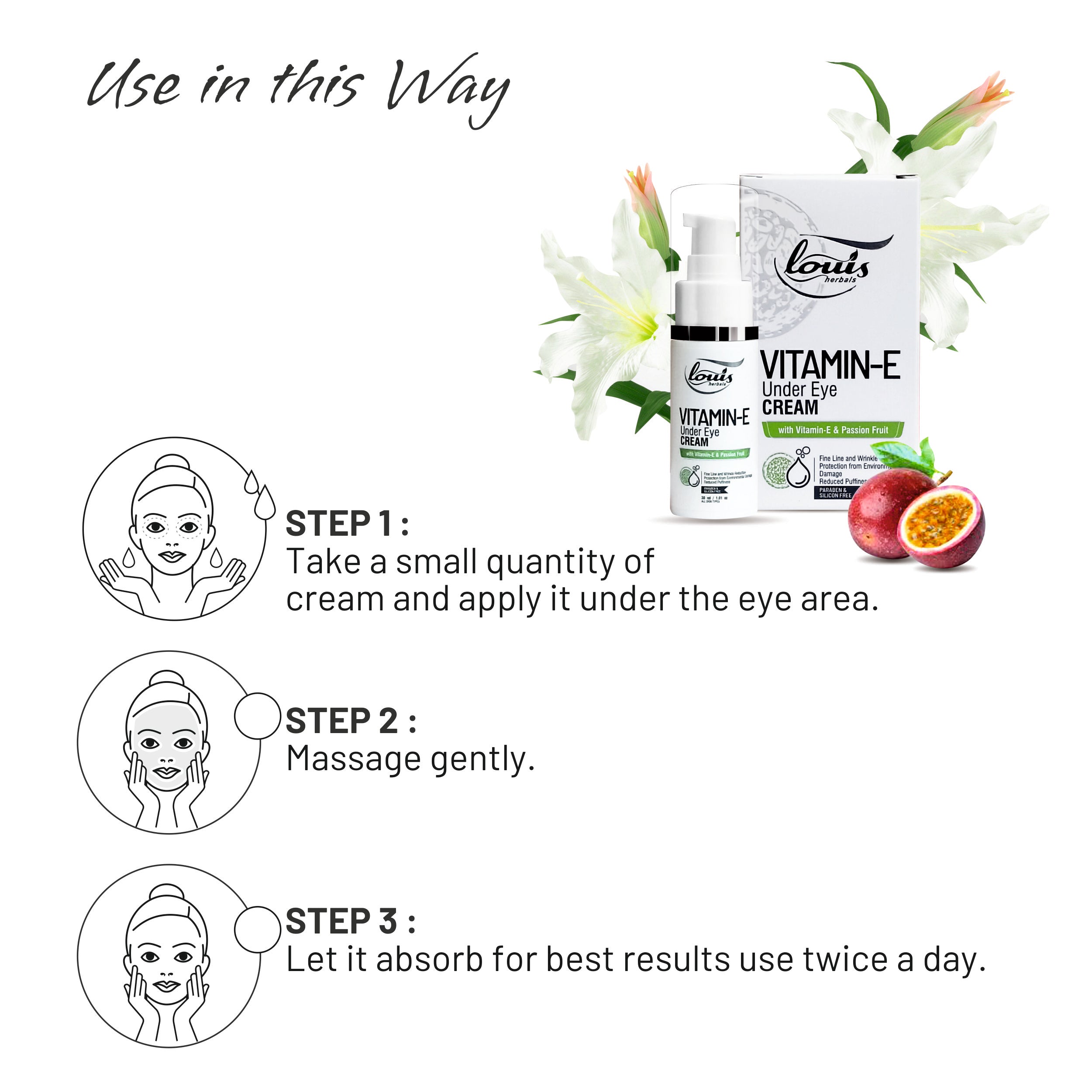 Instructions for using a Vitamin E Under Eye Cream - Lotus Herbals